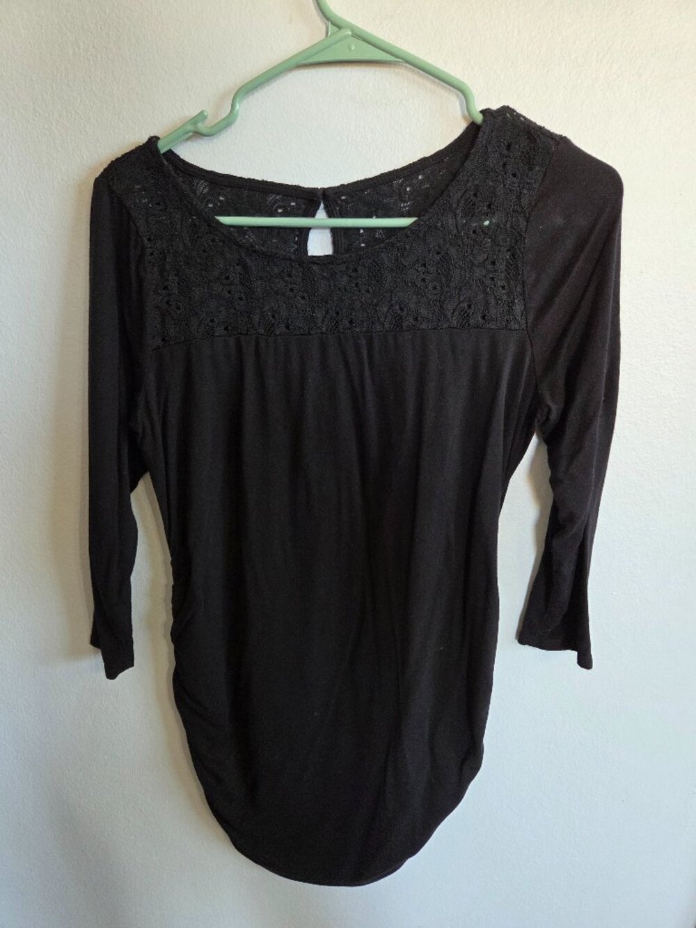 Black and lace maternity top